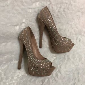 Cream Bejeweled Heels